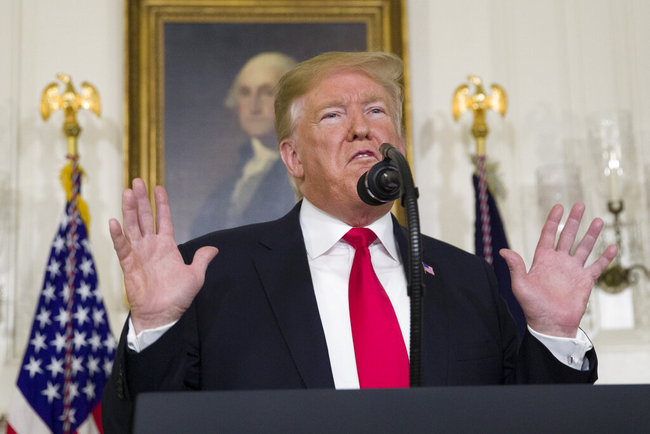 President Donald Trump speaks about the partial government shutdown, immigration and border security in the Diplomatic Reception Room of the White House, in Washington, Saturday, Jan. 19, 2019. [Photo: AP/Alex Brandon]