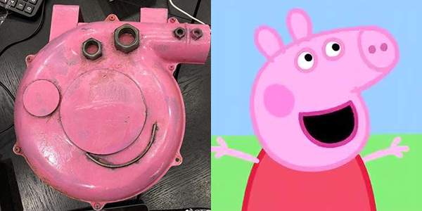 The Peppa Pig model presented in the film trailer and actual Peppa Pig image [Photo: Weibo.com]