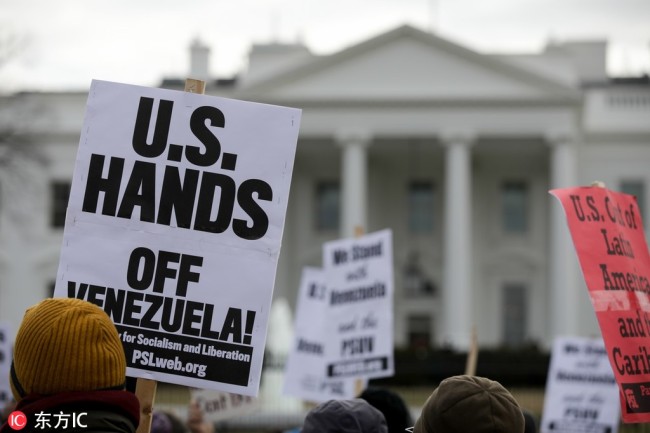 A group of Venezuelans stage a protest in support of Venezuela's President Nicolas Maduro in front of White House in Washington, United States on January 26, 2019. [File Photo:IC]