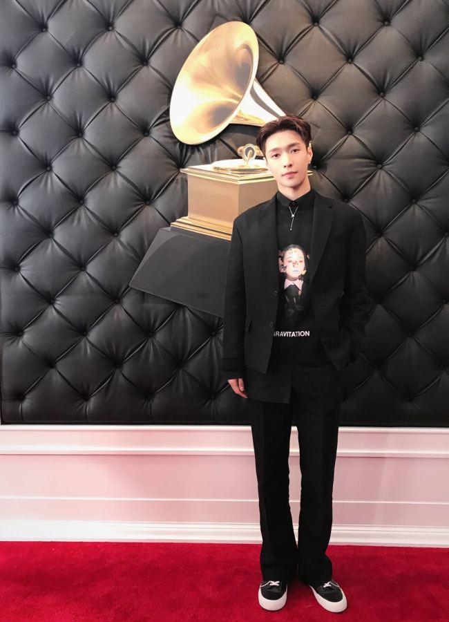 Chinese musician Lay Zhang poses on the red carpet at the 2019 Grammy Awards, Los Angeles, California, February 11, 2019. [Photo provided to China Plus]