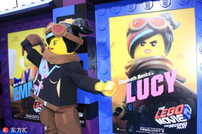 Lucy character, poster at "The Lego Movie 2: The Second Part" Premiere at the Village Theater on February 2, 2019 in Westwood, CA [Photo：IC] 