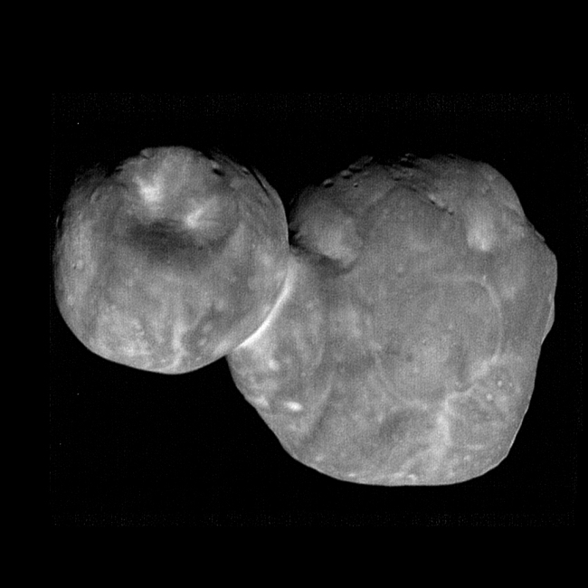 This Jan. 1, 2019 photo made available by NASA on Friday, Feb. 22, 2019 shows the Kuiper belt object Ultima Thule photographed by the New Horizons spacecraft, minutes before its closest approach. [Photo: AP/NASA/Johns Hopkins Applied Physics Laboratory/Southwest Research Institute, National Optical Astronomy Observatory]