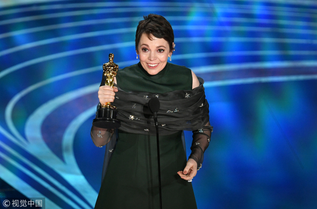Olivia Colman accepts the Actress in a Leading Role award for 'The Favourite' onstage during the 91st Annual Academy Awards at Dolby Theatre on February 24, 2019 in Hollywood, California. [Photo: VCG]