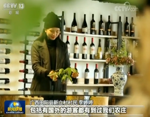 Li Tingting, villager from Xinli Village in Tianyang County, is interviewed by CCTV. [Screenshot: China Plus]