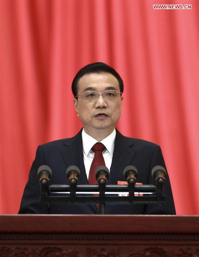 Chinese Premier Li Keqiang delivers a government work report at the opening meeting of the second session of the 13th National People's Congress at the Great Hall of the People in Beijing, capital of China, March 5, 2019. [Photo: Xinhua]