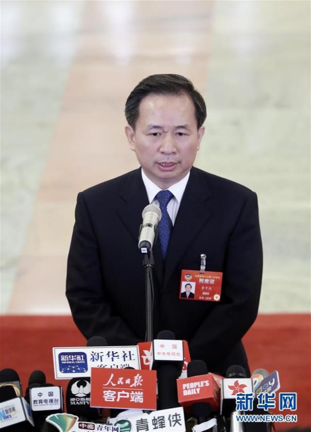 China's environment minister Li Ganjie receives an interview on the sidelines of the second session of the 13th National Committee of the Chinese People's Political Consultative Conference. [Photo: Xinhua]