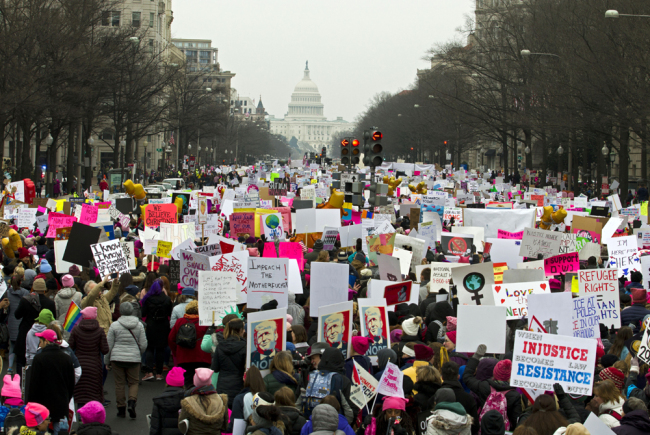Demonstrators march on Pennsylvania Av. during the Women's March in Washington on Jan. 19, 2019. [File photo: IC]