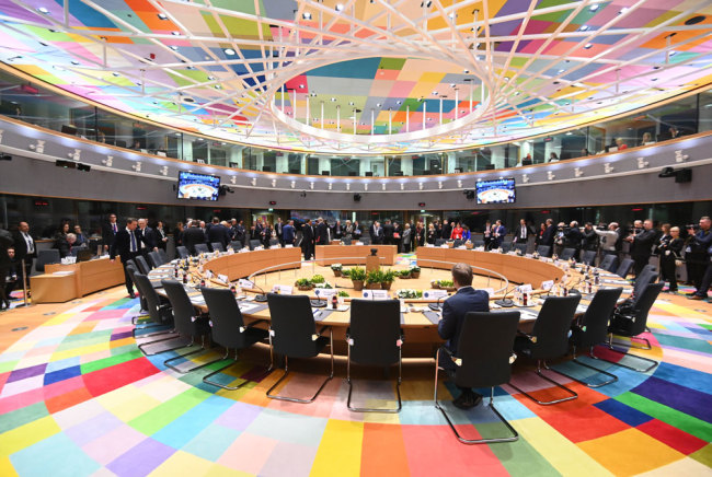 Members of the European Council attend a meeting on March 21, 2019 in Brussels on the first day of an EU summit focused on Brexit. [Photo: AFP/Emmanuel Dunand]