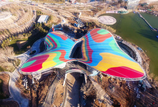 An aerial view of the main venue for the opening and closing ceremonies of the 2019 Beijing International Horticultural Exhibition [Photo: Beijing Expo 2019]