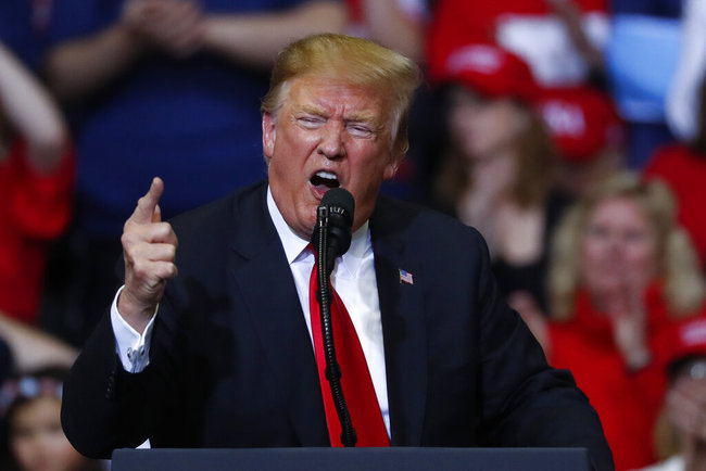 U.S. President Donald Trump speaks during a rally in Grand Rapids, Mich., Thursday, March 28, 2019. [Photo: AP]