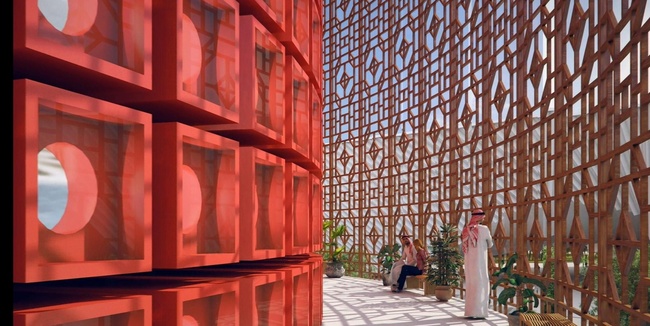 The interior of the architectural design of the China Pavilion at Expo 2020 Dubai. [Photo: China Plus]