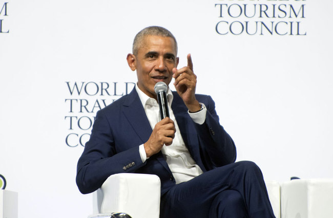 Former U.S President Barack Obama speaks to audience at the World Travel & Tourism Council 2019 Global Summit in Seville, Spain, Wednesday, April 3, 2019. [Photo: AP/Laura Leon]