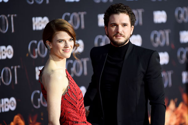 Rose Leslie (L) and Kit Harington attend the 'Game of Thrones' Season 8 Premiere on April 03, 2019 in New York City. [Photo: VCG]