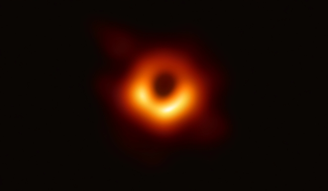 This image released on April 10, 2019 by Event Horizon Telescope shows a black hole. [Photo provided to China Plus]