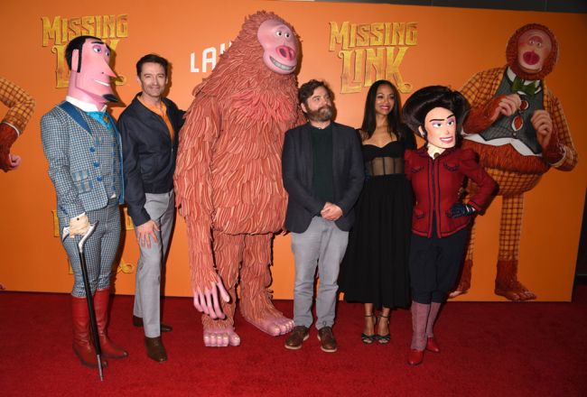 The cast of "Missing Link" attends the New York Premiere of the movie at Regal Cinemas Battery Park 11, New York City on April 7, 2019. [Photo: IC]
