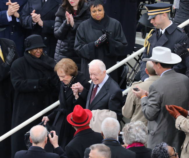 Former U.S. President Jimmy Carter and his wife Rosalynn Carter at President Trump's inauguration on January 20, 2017. Carter and Trump spoke over the phone for the first time on Saturday, April 13, 2019, discussing America's relationship with China. [Photo: Chris Pedota/NorthJersey.com via USA TODAY NETWORK]