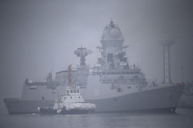Indian Navy warship INS Kolkata (D63) arrives at a port for the upcoming 70th anniversary of the Chinese Chinese People's Liberation Army (PLA) Navy in Qingdao, China's Shandong province, 21 April 2019. [Photo: IC]