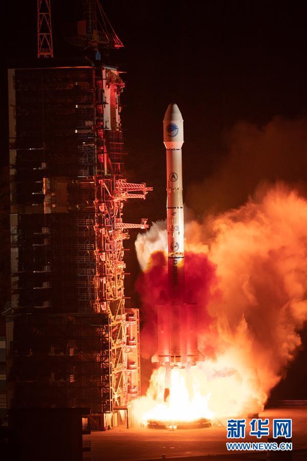 Launched on a Long March-3B carrier rocket, a new satellite of the BeiDou Navigation Satellite System (BDS) is being sent into space from the Xichang Satellite Launch Center in Sichuan Province on Saturday night, April 20, 2019. [Photo: Xinhua]