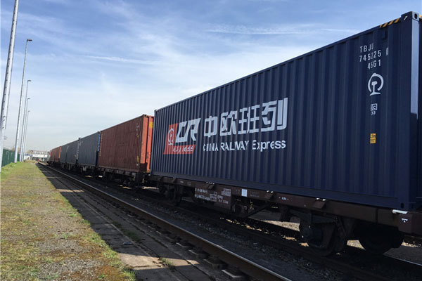 A China-Europe freight train stops near the DIT Terminal, Duisburg, Germany. [Photo: China Plus]