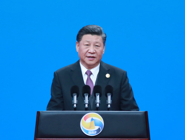 President Xi Jinping delivers a keynote speech at the opening ceremony of the Second Belt and Road Forum for International Cooperation in Beijing on Friday, April 26, 2019. [Photo: Xinhua]