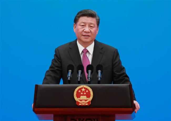 Chinese President Xi Jinping meets the press after the leaders' roundtable meeting of the Second Belt and Road Forum for International Cooperation at the Yanqi Lake International Convention Center in Beijing, April 27, 2019. [Photo: Xinhua/Pang Xinglei]