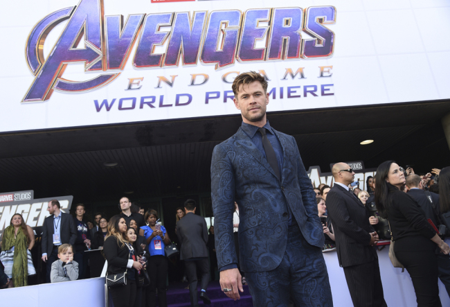 Chris Hemsworth arrives at the premiere of "Avengers: Endgame" at the Los Angeles Convention Center on Monday, April 22, 2019. [Photo: AP]