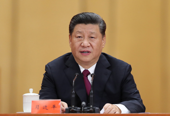 Chinese President Xi Jinping makes the remarks at a gathering held at the Great Hall of the People in Beijing on April 30, 2019 to mark the centenary of the May Fourth Movement. [Photo: Xinhua]