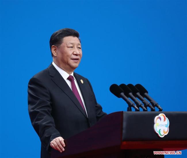 Chinese President Xi Jinping delivers a keynote speech at the opening ceremony of the Conference on Dialogue of Asian Civilizations (CDAC) at the China National Convention Center in Beijing, capital of China, May 15, 2019. [Photo: Xinhua/Ju Peng]