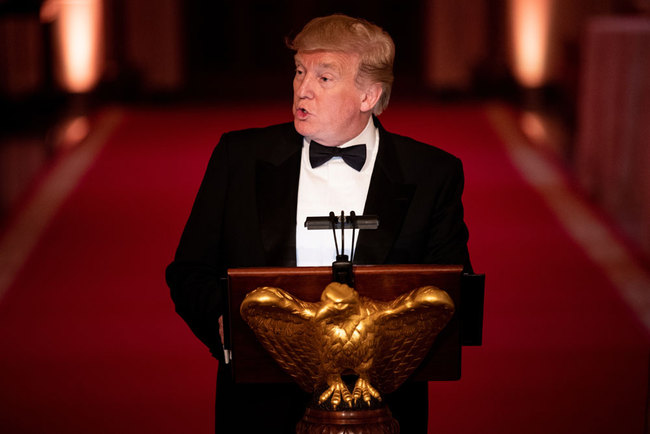 US President Donald Trump speaks during White House Historical Association Dinner in the East Room of the White House on May 15, 2019, in Washington, DC. [Photo: AFP/Brendan Smialowski]