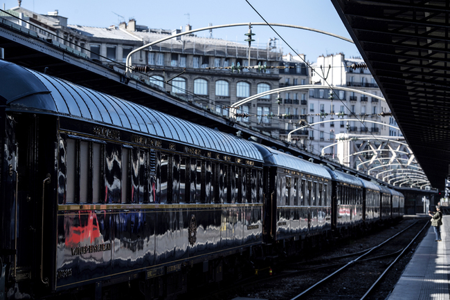 The picture taken on May 13, 2019 shows a restored Orient Express train displayed at the Gare de l'Est train station in Paris. [Photo: AFP/Christophe Archambault]