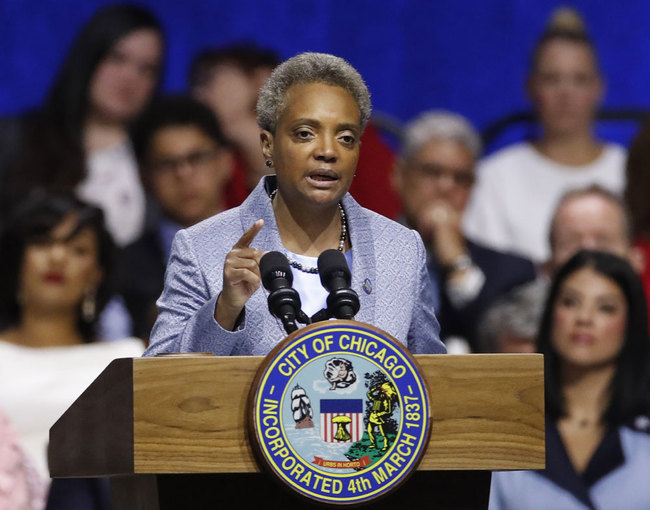 Mayor of Chicago Lori Lightfoot speaks during her inauguration ceremony Monday, May 20, 2019, in Chicago. [Photo: AP/Jim Young]