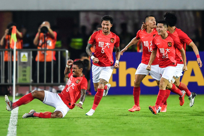 Pualinho celebrates his goal during the match between Guangzhou Evergrande and Daegu FC in AFC Champions League on May 22, 2019 in Guangzhou. [Photo: IC]