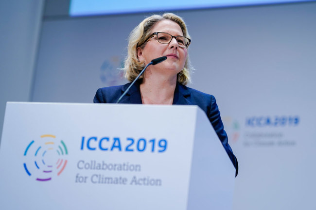 Svenja Schulze (SPD), Federal Environment Minister, speaks at the opening of the International Climate Change Conference ICCA2019 in Heidelberg on May 22, 2019. [Photo: IC]