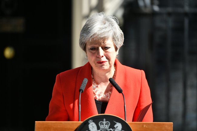 British Prime Minister Theresa May is seen delivering a statement at Downing Street in London on May 24, 2019. [Photo: IC]