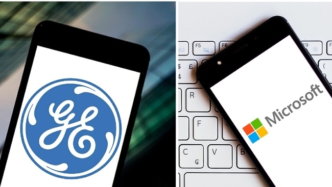 Logos of GE and Microsoft. [File photo: IC]