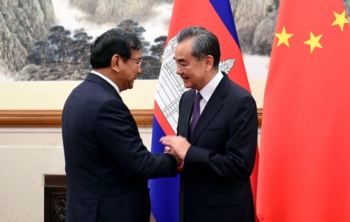 Chinese State Councilor and Foreign Minister Wang Yi meets with Cambodian Deputy Prime Minister and Minister of Foreign Affairs and International Cooperation Prak Sokhonn in Beijing, May 31, 2019. [Photo: fmprc.gov.cn]