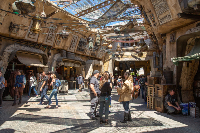 A shopping bazaar at the new Star Wars: Galaxy's Edge expansion at Disneyland Park in Anaheim, Calif. on May 20, 2019. [Photo: IC]
