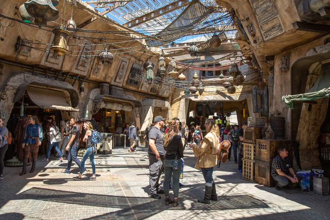 A shopping bazaar at the new Star Wars: Galaxy's Edge expansion at Disneyland Park in Anaheim, Calif. on May 20, 2019. [Photo: IC]