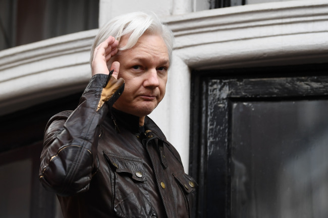 In this file photo taken on May 19, 2017 Wikileaks founder Julian Assange speaks on the balcony of the Embassy of Ecuador in London on May 19, 2017.[File Photo: AFP/Justin TALLIS]