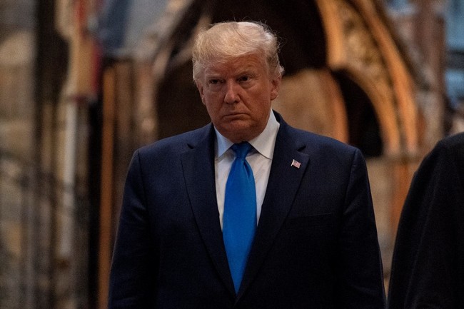 US President Donald Trump reacts as he tours Westminster Abbey in central London on June 3, 2019, on the first day of the US president and First Lady's three-day State Visit to the UK. [Photo: AFP/Niklas HALLE'N]