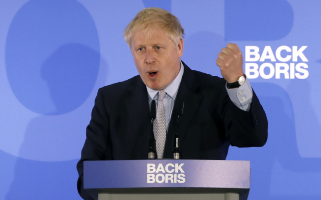 Conservative MP Boris Johnson speaks during his Conservative Party leadership campaign launch in London on June 12, 2019. [Photo: AFP]
