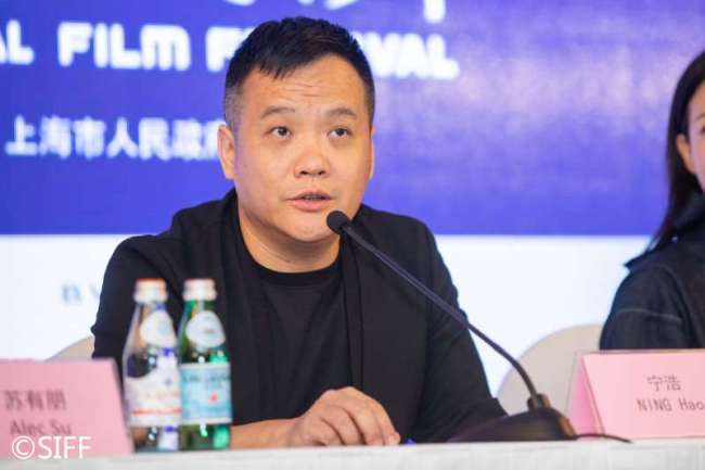 Ning Hao, Jury President for this year's Asian New Talent Award, speaks to the media at the Shanghai International Film Festival, June 17, 2019. [Photo: siff.com]