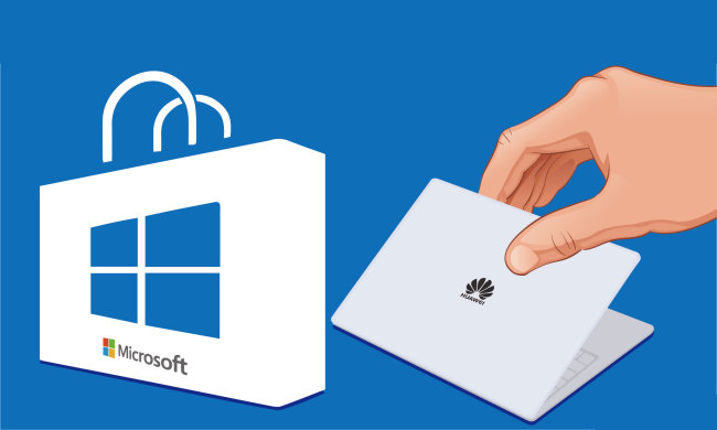 The logo of Microsoft and Huawei. [Photo: IC]<br>