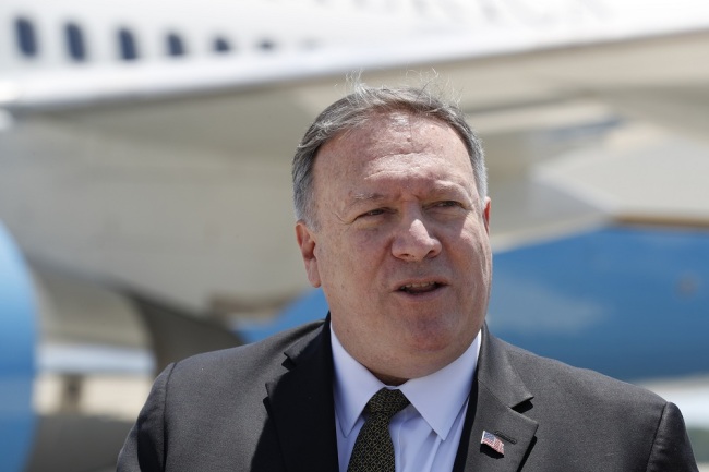 US Secretary of State Mike Pompeo speaks to the media at Andrews Air Force Base, Md., Sunday, June 23, 2019. [File Photo: IC]