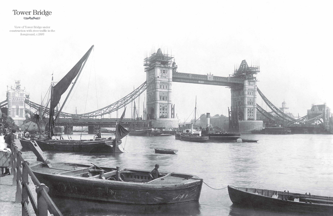 A handout archive picture taken in 1893 shows Tower Bridge under construction in London. London's iconic Tower Bridge celebrates its 125th anniversary on June 30, 2019 by showing off the weird and wacky alternative designs that were nearly built instead. [Photo: AFP/TOWER BRIDGE]<br>