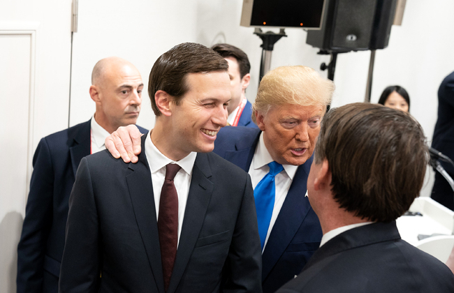 U.S. President Donald Trump speaks with Senior Advisor to the President Jared Kushner following the G20 Women’s Empowerment Event in Osaka, Japan. [File photo: IC]