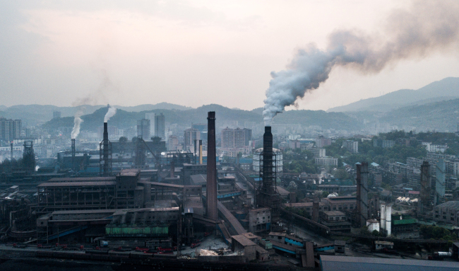 An aerial view of a steel factory in Hunan Province. [File photo: IC]