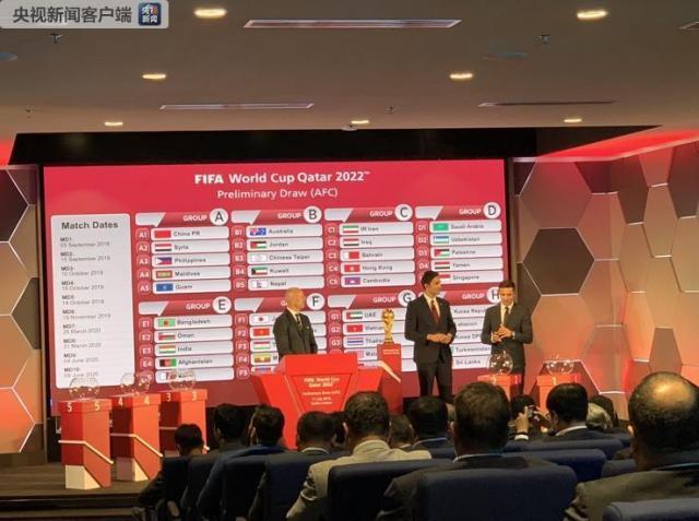Asian Qualifiers draw for the 2022 FIFA World Cup is made in Kuala Lumpur, Malaysia on Wednesday, July 17, 2019. [Photo: CCTV]