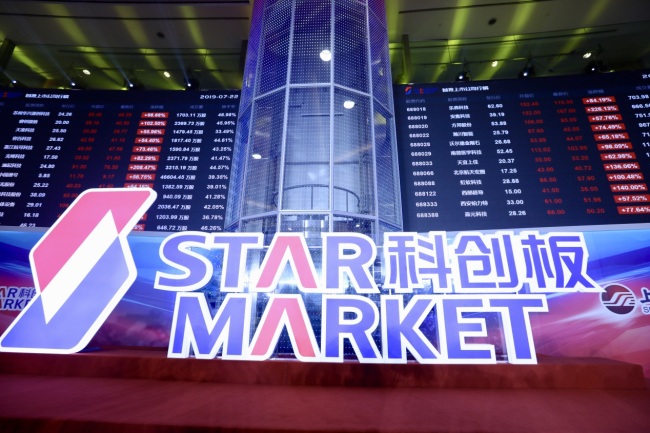 Shares on China's new sci-tech innovation board, or STAR, surge as the market's first trading day attracted strong investor interest, July 22, 2019. [Photo: IC]