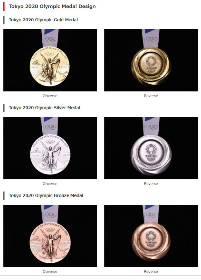 Tokyo 2020 Olympic Medal Design [Screenshot from tokyo2020.org]